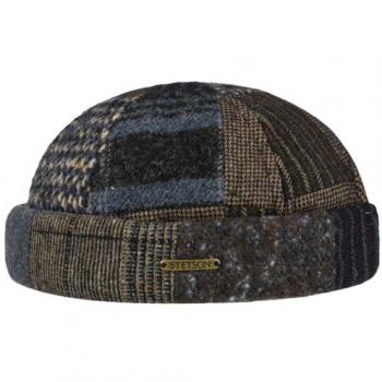 Large Brown‑Blue Patchwork Docker Hat by Stetson – 58‑59 cm