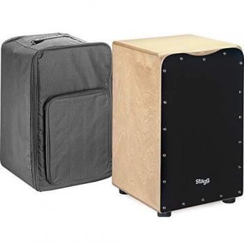 Stagg Medium-Sized Cajon in Black with Storage Bag