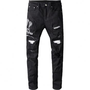 Sokotoo Men's Black Slim Skinny Ripped Jeans