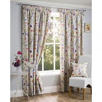 Sundour Hampshire Pencil Pleat Curtains, Half Panama Polycotton, Multi (46 x 54)