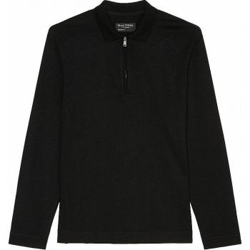 Langarm-Poloshirt MARC O'POLO aus reiner Bio-Baumwolle Gr. L, schwarz Herren Shirts