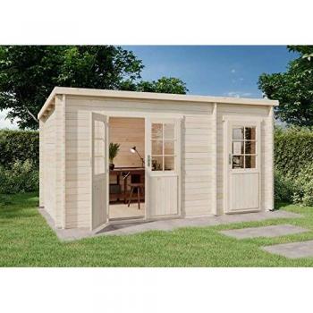 Alpholz Poolhouse abri de jardin Maria toit monopente avec annexe Pinie imprégnée 28 mm, épaisseur paroi 450×279 cm