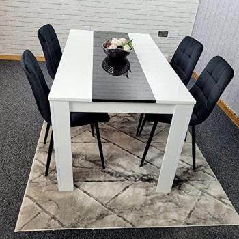 Stylish Dining Table and 4 Velvet Tufted Chairs Set