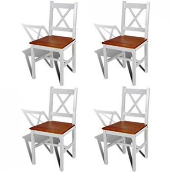 Haedi Set of 4 Dining Chairs Pinewood Brown and White