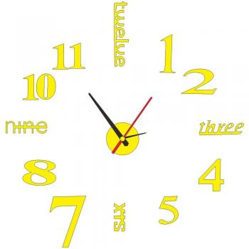Reloj de pared con pegatinas de espejo