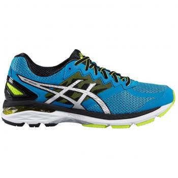 Herren Asics GT‑2000 4 (Breite 2E) – Blaue Juwelenfarbe mit Schwarz & Sicherheitsgelb, T607N, EU 50