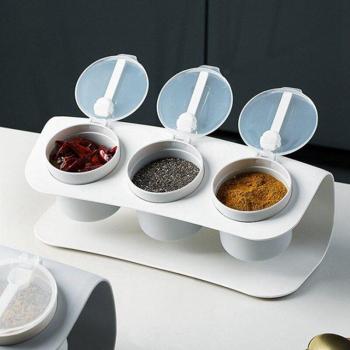 2PCS Kitchen Seasoning Storage Boxes with Lids and Spoons