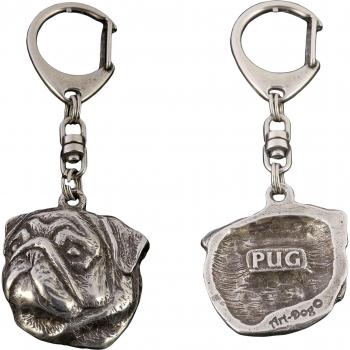 Pug Dog Silver Key Ring