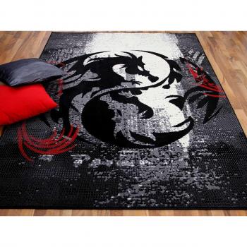 Drachen-Design Teppich Pergamon Trendline – 180 x 270 cm, schwarz, 8 mm Höhe
