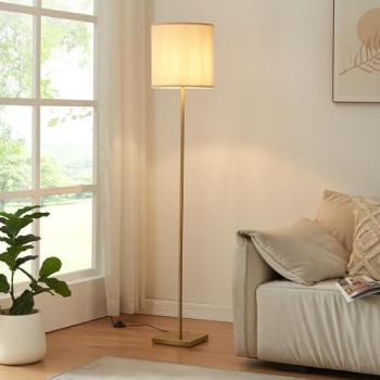 Fildholm Lino Lux Pro Lampada da Terra con Paralume Ottone