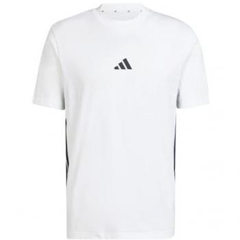 Adidas Men's Essential Three Stripes Single Jersey TEE, White/Black, M
