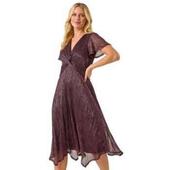 Roman Petite Shimmer Twist Front Midi in Pink