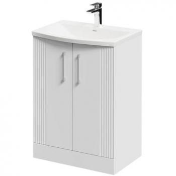 Satin White MDF Vanity Unit with 2 Doors and Polished Chrome Handles