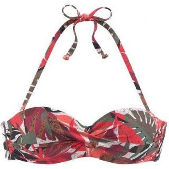 Bügel-Bandeau-Bikini-Top LASCANA Ava, Damen, tropisches Design, Gr. 34, Cup C