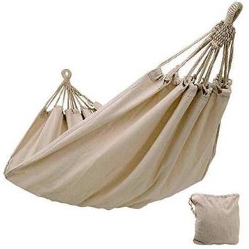 Kepeak Hamac coton 300 x 150 cm, capacité 300 kg, finition blanche