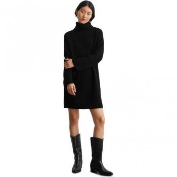 Loose Fit Strickkleid von Marc O'Polo, Rollkragen, schwarz, Gr. 44