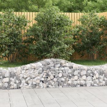 Set of 10 Arched Gabion Baskets 200x50x40/60 cm Galvanised Iron