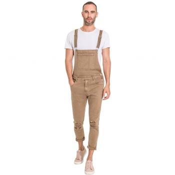 Mens Slim Fit Light Brown Jeans by YESDESIGN – Detachable Bib, Straps, Model THEOBROWN-30W