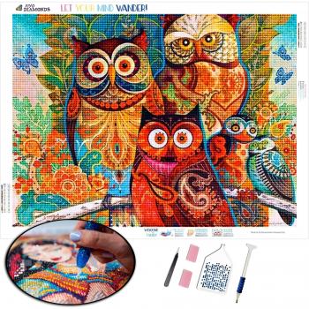 Handgemachte Eulen‑Strass-Malerei – 5D Stickerei