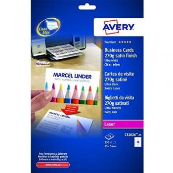 Foglio unico 10 biglietti per foglio Avery C32026-25 270gr