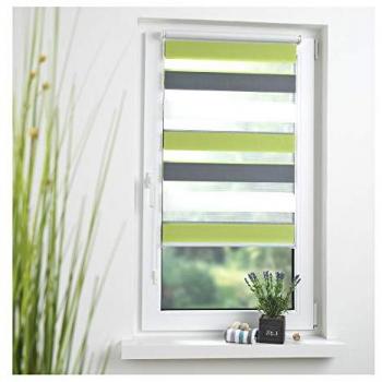 Klemmfix Duo-Rollo mini dreifarbig 160 x 80 cm grün/grau/weiß