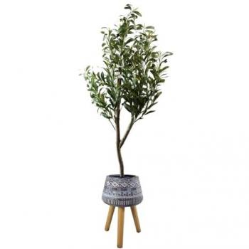 120cm Decorative Olive Tree in Rustic Terracotta Vase