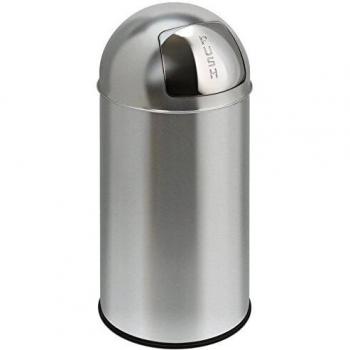 Cubo de basura con tapa de empuje push de 40 L de EKO, plaeado mate en color plateado