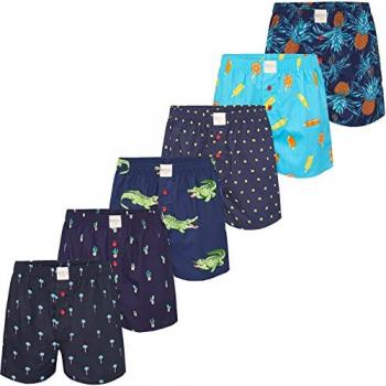 Phil & Co. Berlin Herren Boxershorts 6er Pack Geometrische Muster Baumwolle