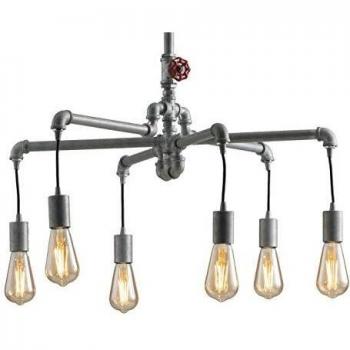Industrial Pipe Effect Amarcord Ceiling Light, Zinc, E27