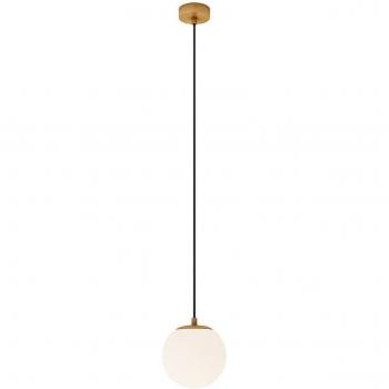 Lucande Pendelleuchte Bidolo, messingfarbenes Glas, 15 cm, IP44