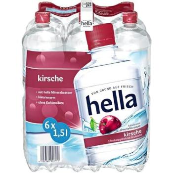 Hella Kirschmineralwasser 1,5 L – 6‑Flaschen-Pack (2 pro Pack)