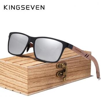 KINGSEVEN Mirror Lens Wooden Sunglasses