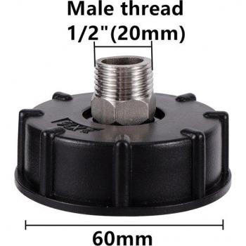 Adaptateur de réservoir IBC, filetage 1/2 3/4, S60x6, pour tuyau de jardin
