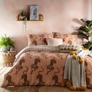 Tibetan Tiger Coral Reversible Duvet Cover and Pillowcase Set