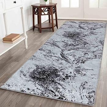 Elegant Black Water Flow Area Rug