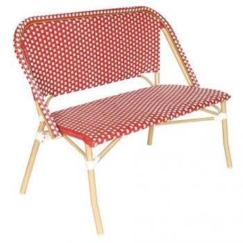 Sérum Jardin: Banc Alumine Rotin Rouge-Blanc Oviala