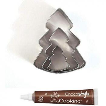 Cioccolato Stylo con 3 Emporte-Pièces Inox Mini in forma di Natale