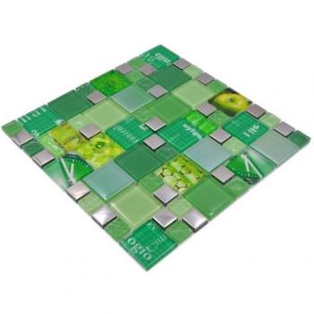 Mosaïque MOSANI Argent Vert – Parquet Mur Miroir