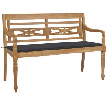 Panchina Batavia 150 cm con Cuscino Antracite in Legno di Teak