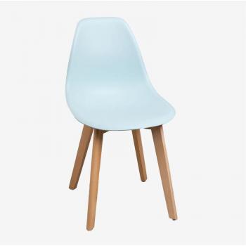 Set de 4 chaises bleues eau, design scandinave et bois de hêtre