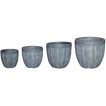 Vases ronds gris foncé en fibre d'argile pour extérieur