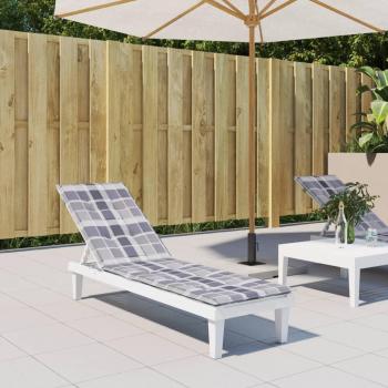 VidaXL Gray Plaid Deck Chair Cushion (75+105)x50x4 cm