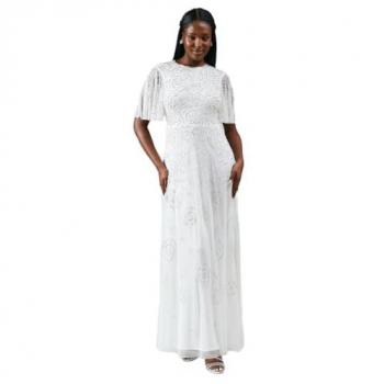 Coast Ivory Rose Embroidered Angel Sleeve Wedding Dress – UK10