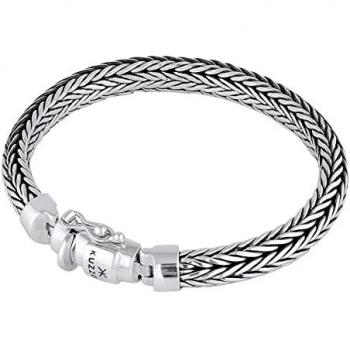 Kuzzoi Armband Herren oxidiert Kastenverschluss 925 Silber