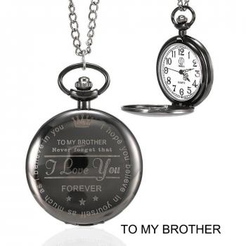 Meaningful Quartz Pocket Watch with Chain for Men and Women, To My Brother Design