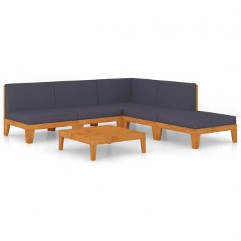 Salon de jardin en bois d'acacia 6 pièces avec coussins