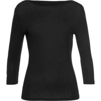 Rundhals-Jersey-Melrose Shirt – Damen, Größe 34, schwarz, tailliert