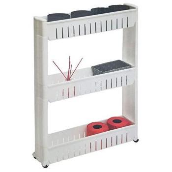 Carro Estrecho de Almacenamiento Multifuncional de 3 Estantes con Ruedas, 71 x 12 x 54 cm, Blanco