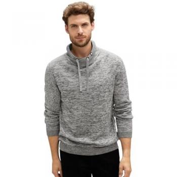 Grau melierter Stehkragenpullover für Herren von STREET ONE MEN