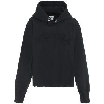Maison Margiela Black Cotton Hoodie with Logo